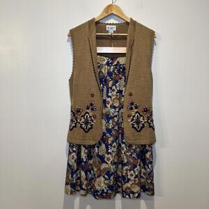 KORET Embroidered Sweater Vest & Skirt Set‎ Lambswool Blend Grandma SMALL / 12